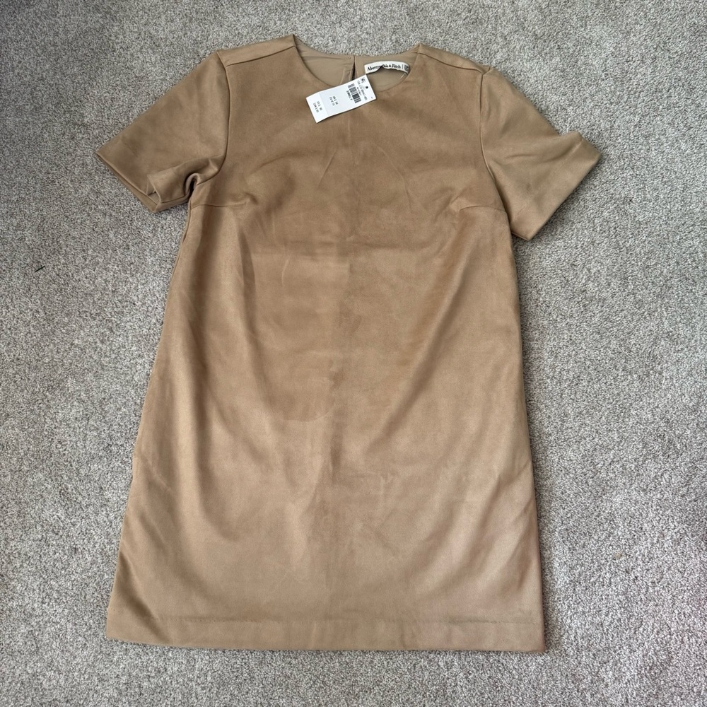 Abercrombie & Fitch Tan Mini Dress vegan Suede - Picture 2 of 7